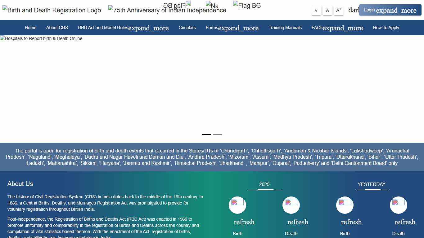 Home | Civil Registration System | Government of India