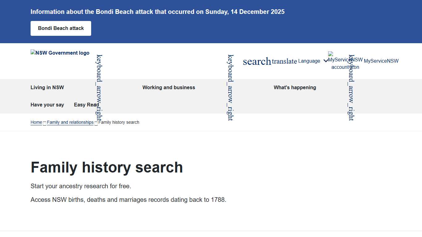Family history search | NSW Government